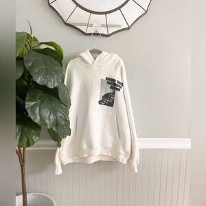 Zara Boys White Black Graphic Heavyweight Hoodie Size 9-10 years
